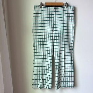 Anthropologie The Essential Crop Flare Ivory Green Casual Dressy Pull On Size M